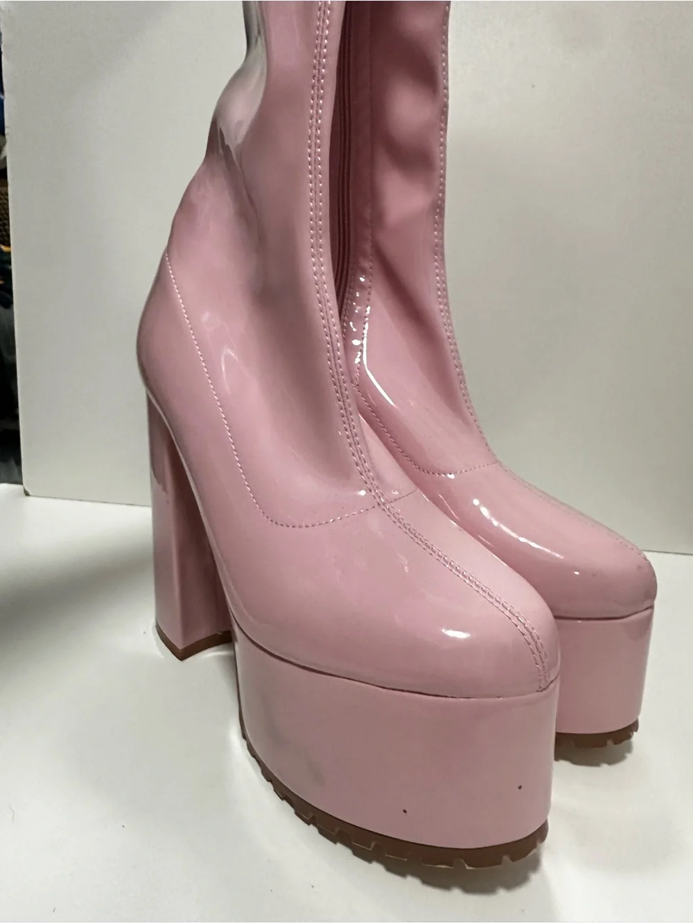 Azalea Wang Platform Knee-High Boots in Pink